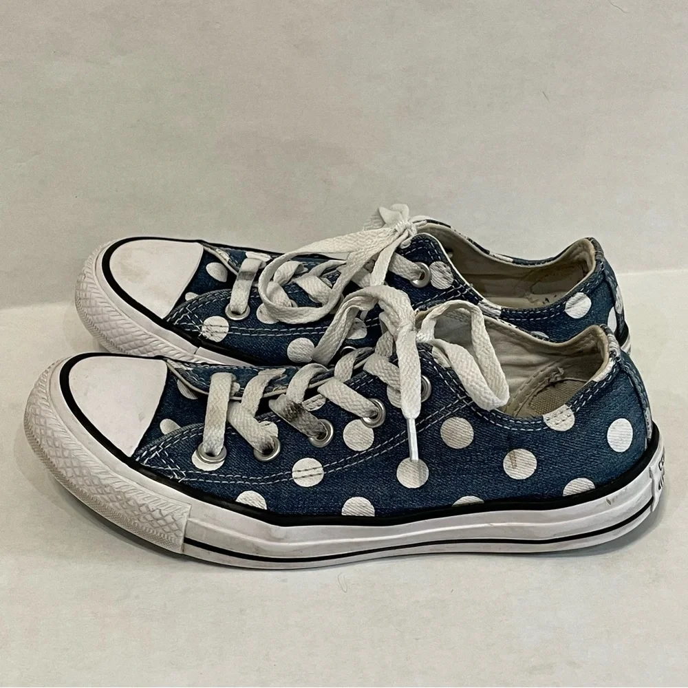 Converse All-Star Navy White Polka Dots Canvas Sneakers Shoes Unisex 4 (M) 6 (W) - Picture 5 of 8
